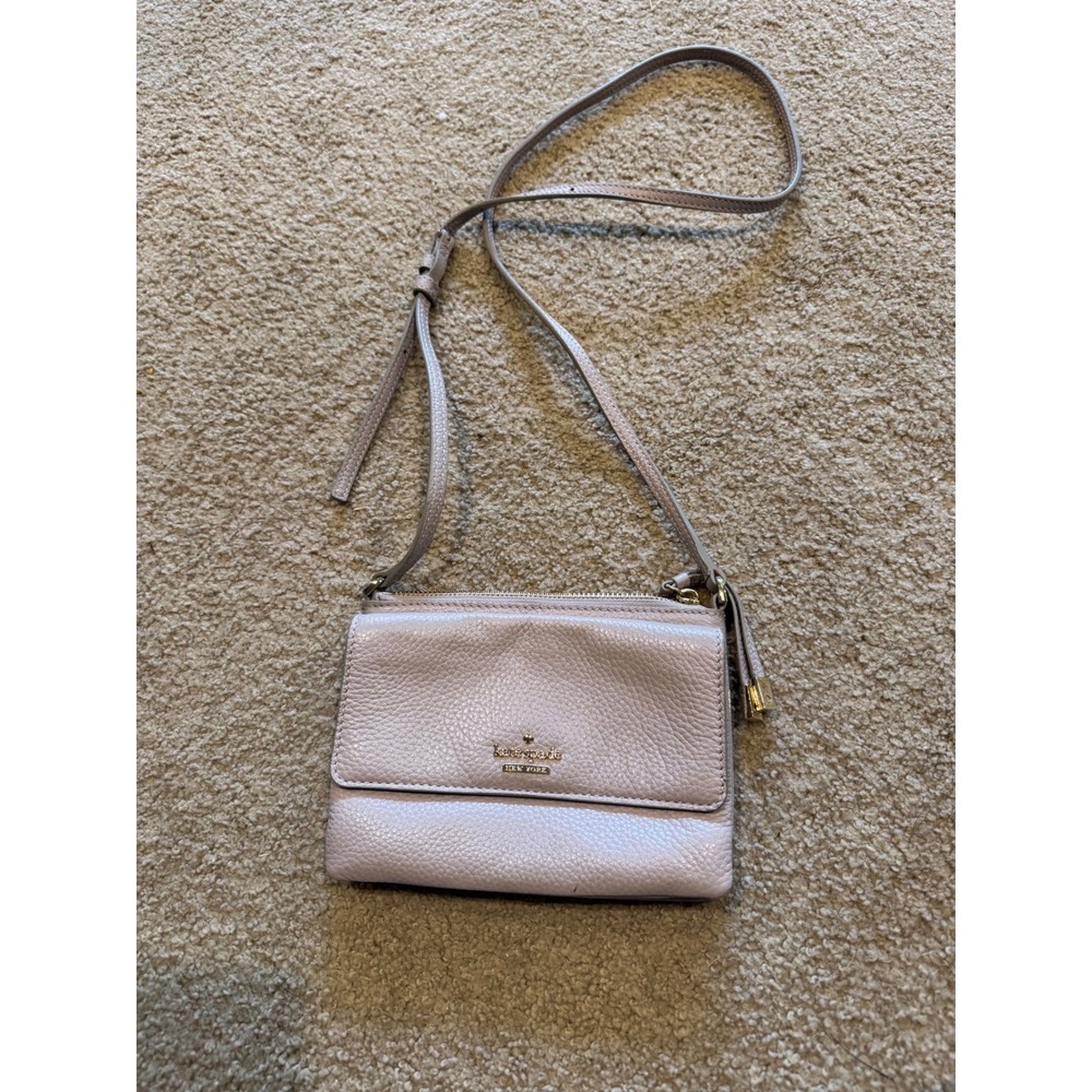 Kate Spade New York Pebbled Leather Crossbody Bag Lilac Lavender Gold Hardware